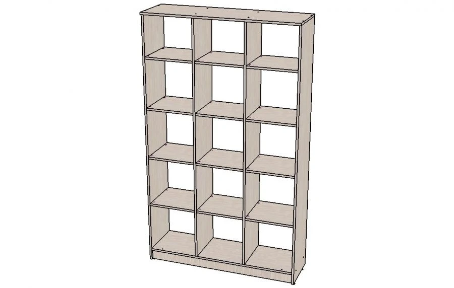 Three-Section Shelving Unit 1195x370x2000 16mm Melamine