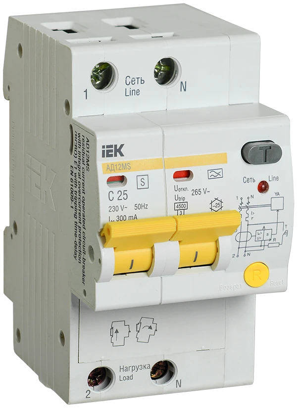 Selective Differential Circuit Breaker AD12MS 2P 25A 300mA IEK