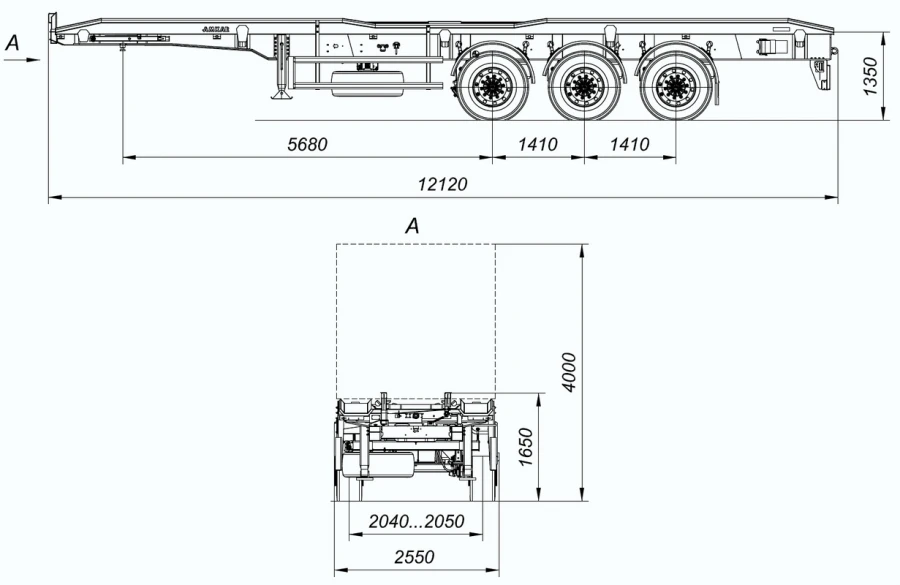 12 Ton Three-Axle Container Chassis Trailer 9408-32