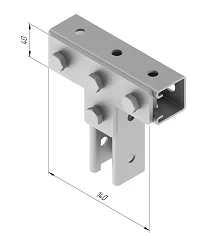 T-Shaped Plate SMA 616, 140x40mm, 5mm Thick, Hot-Dip Galvanized Steel