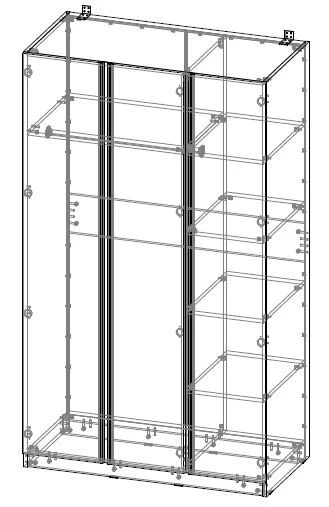 Three-Door Wardrobe with Profile Handle 1200x2050x600