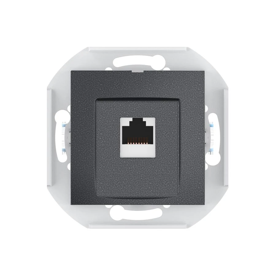 CADUCEUS ALING PRESTIGE Hidden Installation Socket with Keystone RJ45 Module Cat.6 UTP, Graphite, Art. 60150.2