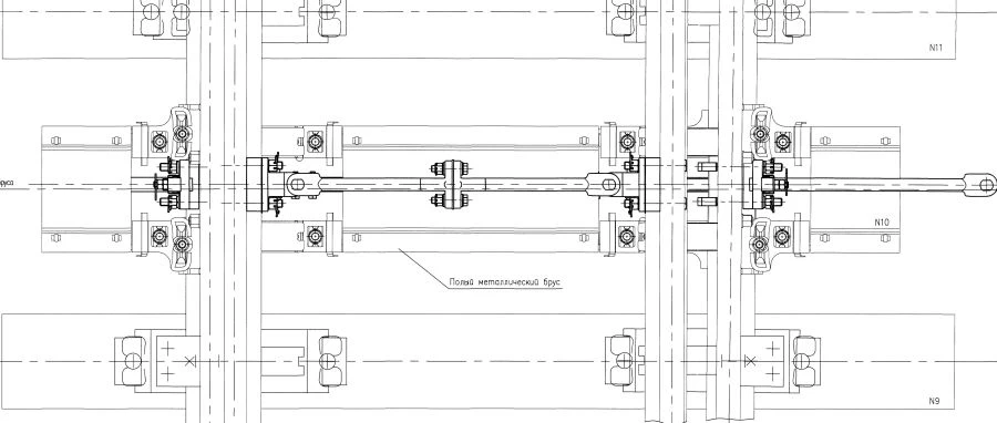 Switchgear Assembly for R65 Turnout Device Model 1/22 with Lock VZ-7 on Concrete Base with Hollow Me