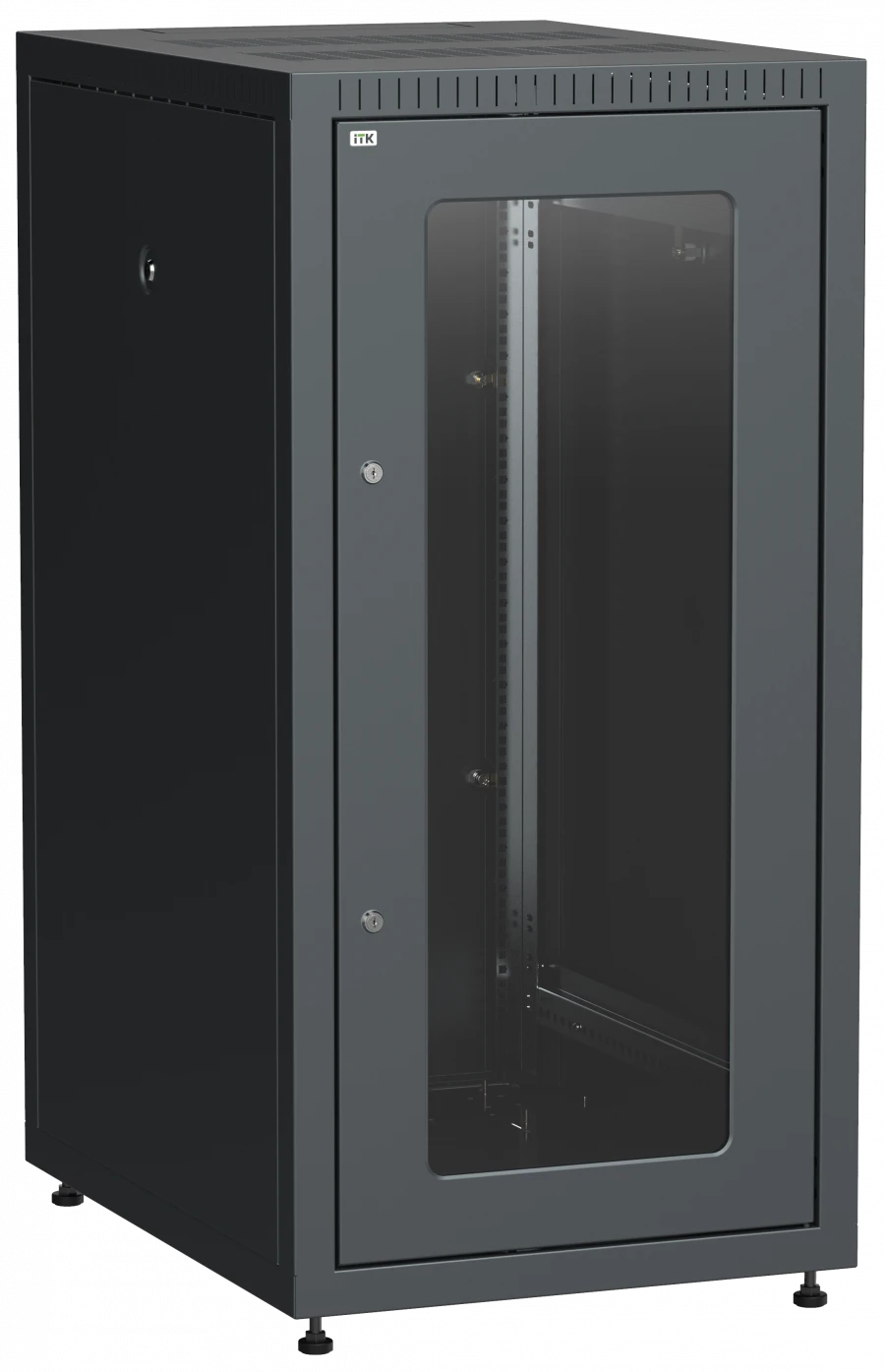 LINEA E 24U Floor Cabinet 600x800mm with 2 Doors (Glass & Metal) - LE05-24U68-GM