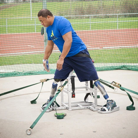 Javelin, Discus, and Shot Put Throwing Chair with Adjustable Foot Supports
