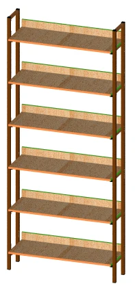 One-Sided Shelving Unit with Adjustable Parameters