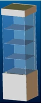 Island Display Case with Glass Clamps 600 x 600 x H 2100