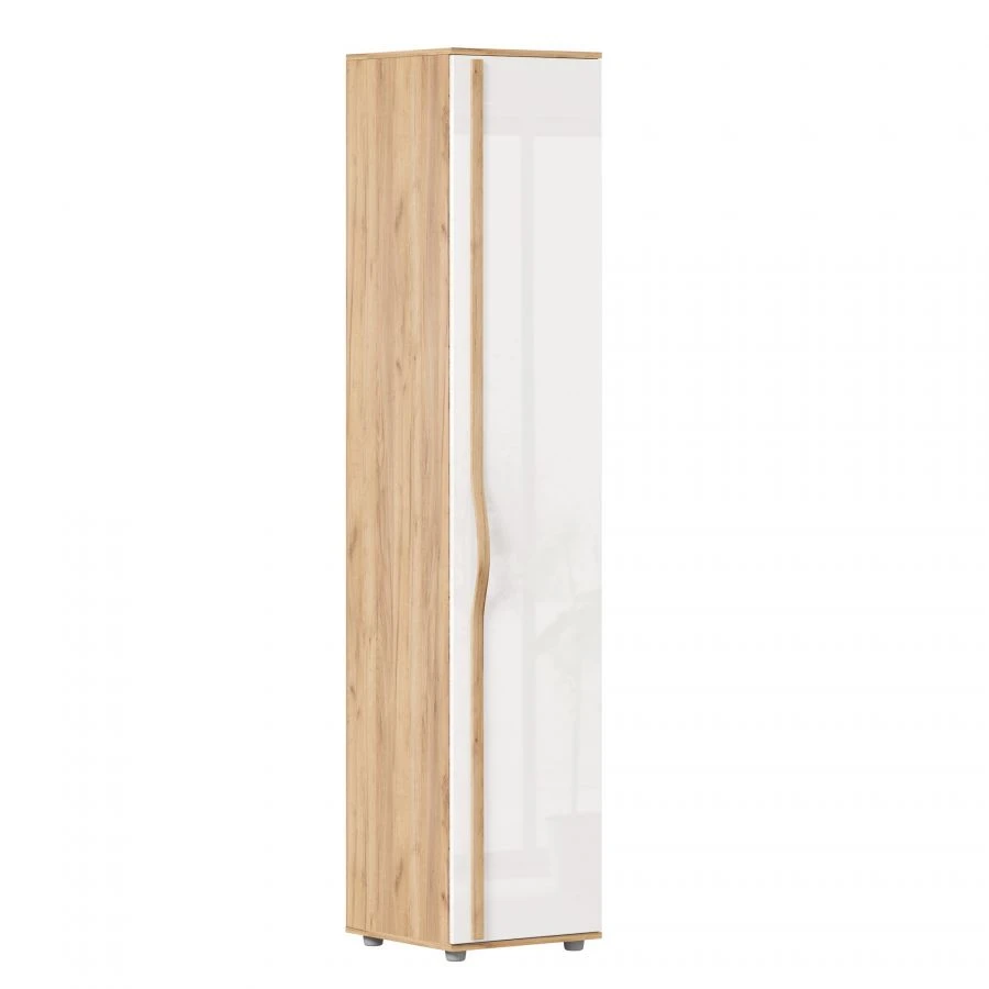 Marta-2 Single Door Wardrobe (Golden Oak/White Gloss)