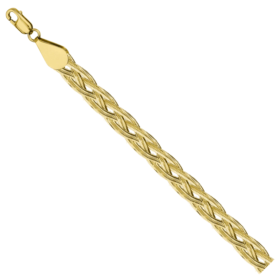Elegant 585 Gold Necklace with Green Almond Braid - NC17-271