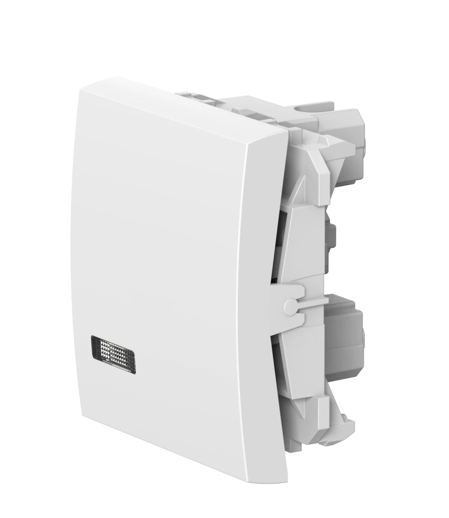 Caduceus Aling Mode Cross Switch with Indicator, 16A, 250V, White, Model 671.0