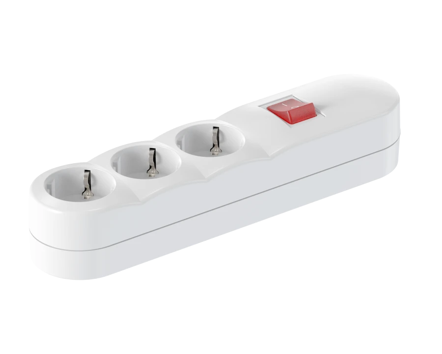 CADUCEUS ALING Extension Socket with Switch, 3x16A, 3.6kW, 250V, White, Art. 4403.0