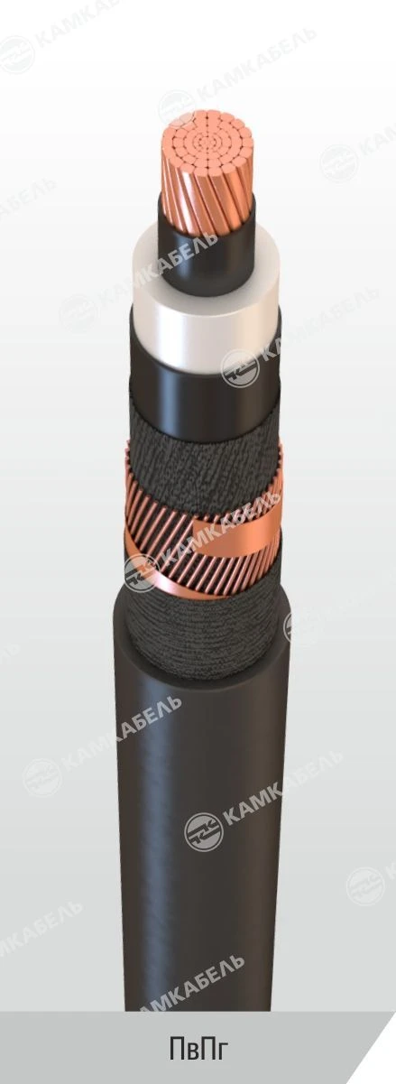 Power Cable with Copper Conductors and Cross-Linked Polyethylene Insulation, 6-35 kV, PВВ