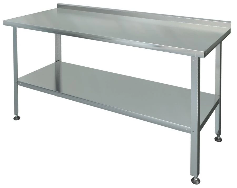 Food Processing Table with Edge, Solid Shelf SRP-1-0.5/0.95-P