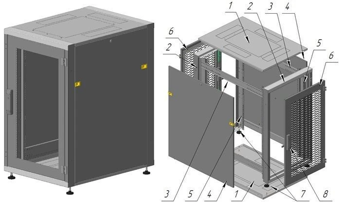 19" Floor-Mounted Telecommunications Cabinet 18U Model ШТ-П-18U-600х950х600-СМ