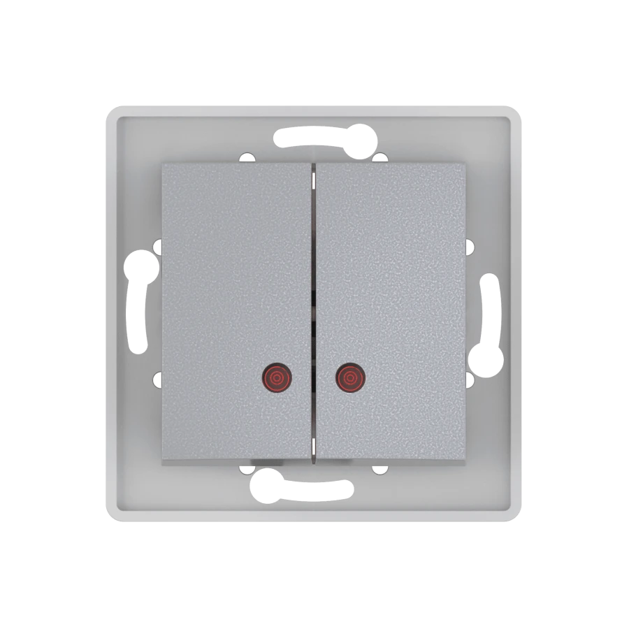 Two-Way Hidden Switch with Indicator 10AX, 250V, Silver, Model 6026.S