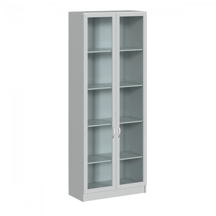 Grey Framed Glass 5-Section Shelf Unit