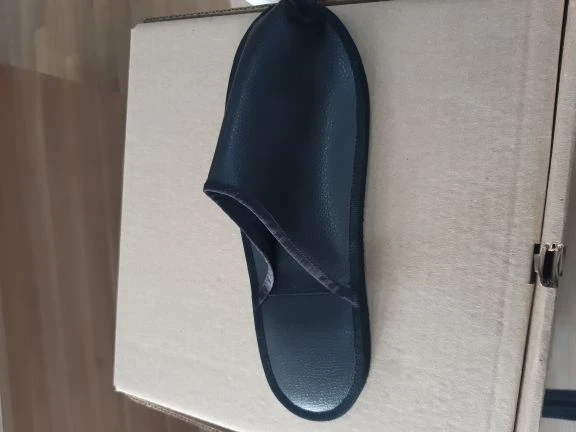 Black Vinyl Leather Slippers for Inmates Model A, TU 15.20.13-339-08946314-2023