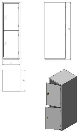 Two-Door Metal Accounting Cabinet with Tray (Model: ШМ.Б.Т.2)