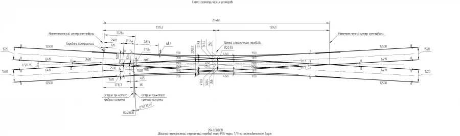 Double Switch Point Type R65 Model 1/9 for Concrete Sleeper Track 2843.00.000