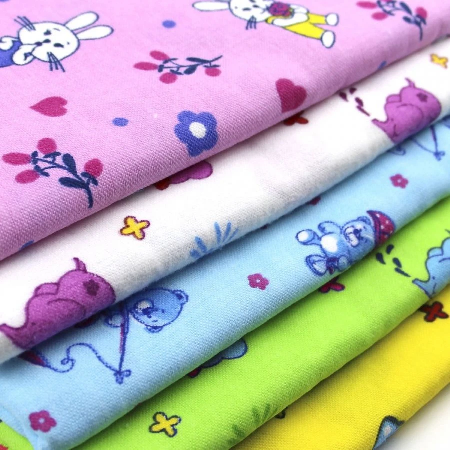 Bleached Cotton Flannel Fabric, Printed, Smooth Dyed Art. 1600F/75