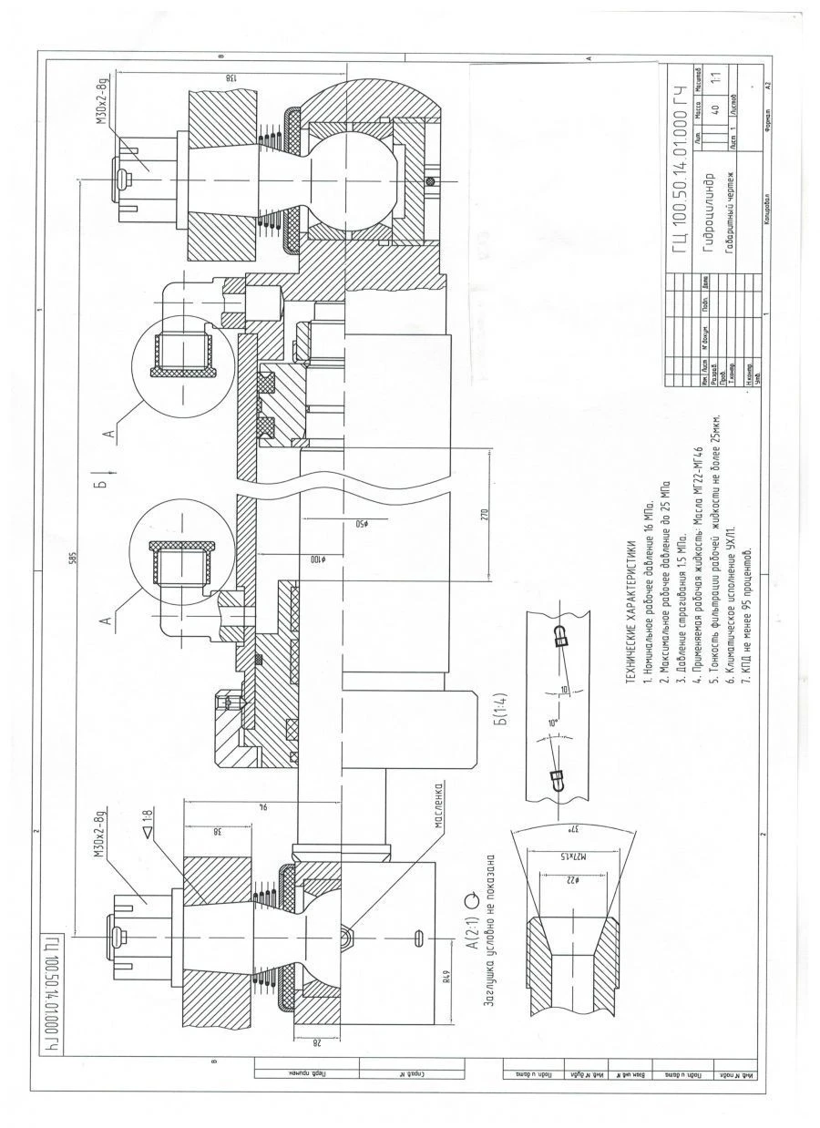 Hydraulic Cylinder GЦ 100.50.14.01.000
