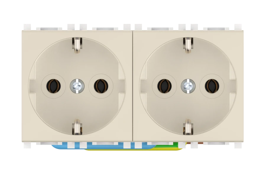 CADUCEUS ALING Experience Double Socket Outlet with Grounding, Beige, Model 74112.9