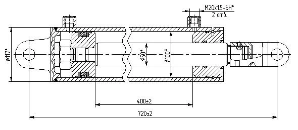 Hydraulic Cylinder 1140.00.00.00 (100x50-400 mm), 16 MPa
