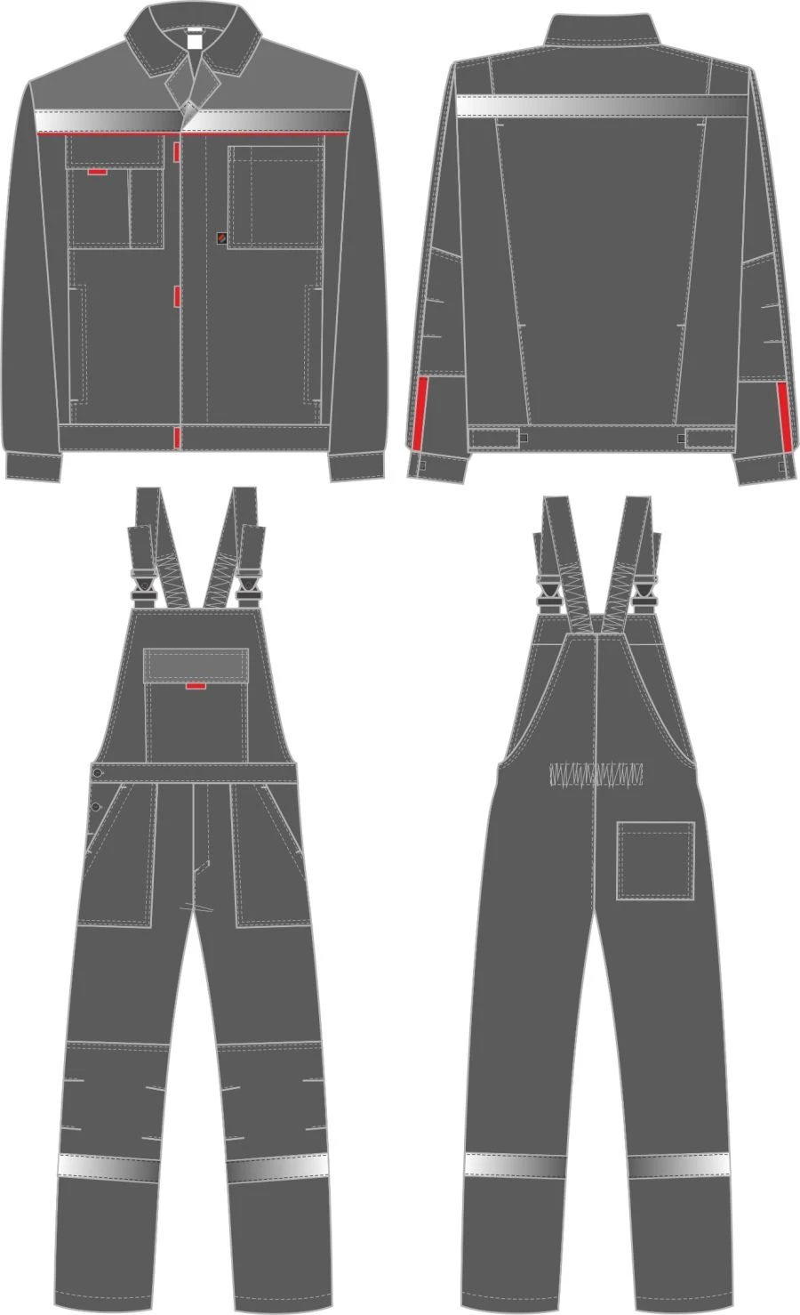 Premium Favorit-2 Work Suit, Dark Gray/Gray/Red, Art. 87491538
