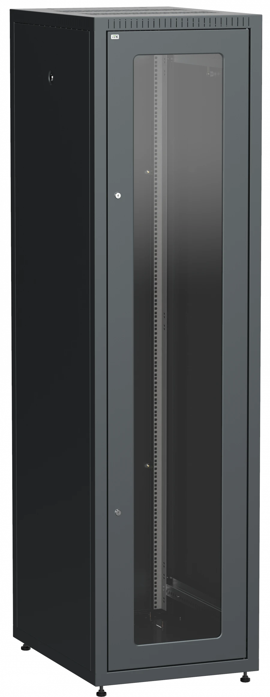 LINEA E Floor Cabinet 33U 600x800mm with 2 Glass and Metal Doors LE05-33U68-GM