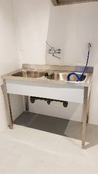 Stainless Steel Table with Two Sinks TV-SLM-01.01