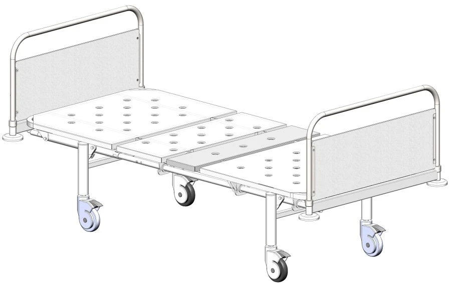 Functional Hospital Bed on Wheels with Metal Backs and Decorative Inserts Model MSK-1103D