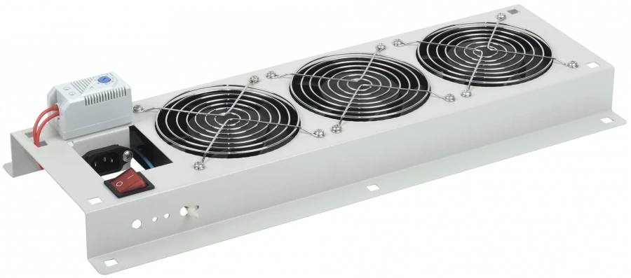 ITK Ceiling Fan Panel with Switch and Thermostat, 3 Modules, Gray, FM35-32M