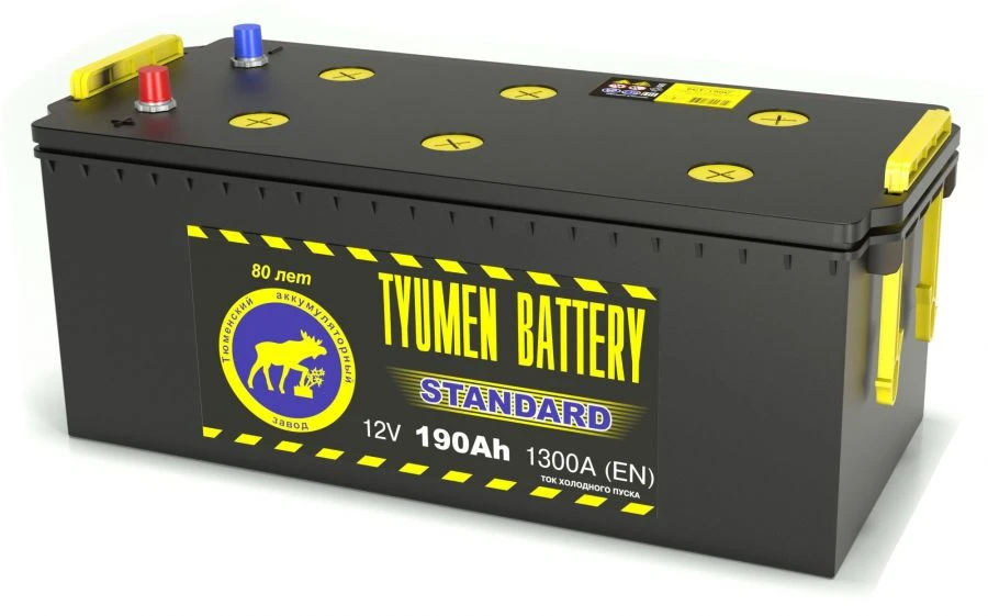 Lead Starter Battery TYUMEN BATTERY 6СТ-190С STANDARD Bolt (Dry)