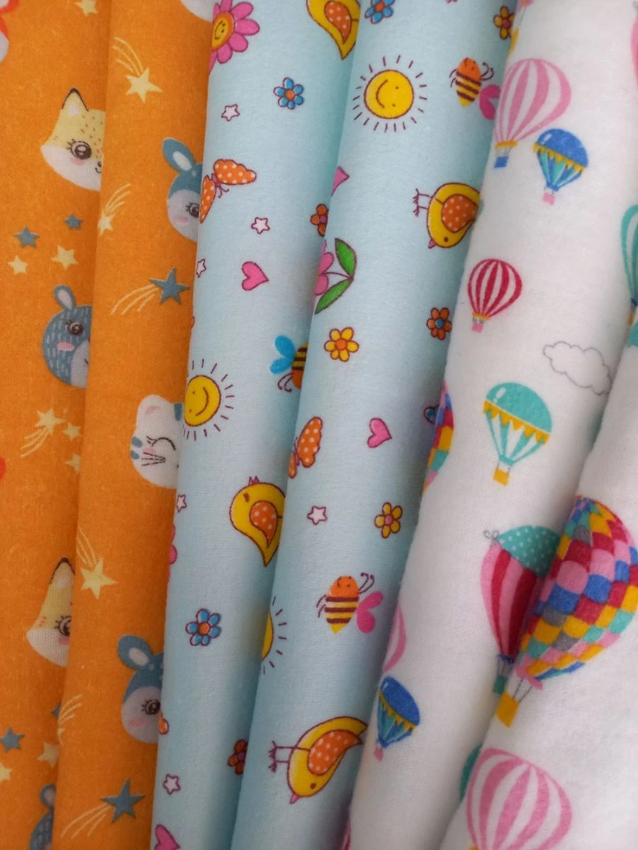 Printed Flannel Cotton Fabric, 180 g/m², 95 cm Width