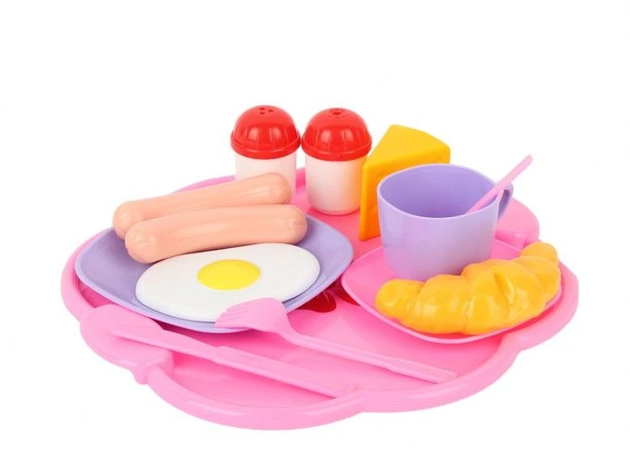 Doll Breakfast Playset with Tray, Eggs, and Accessories