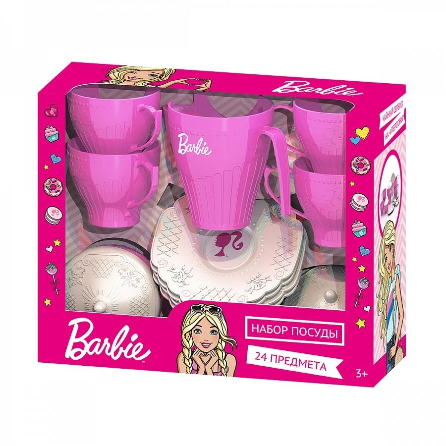 Barbie Tea Set Gift Set for Kids (24 Pieces with Window Box)