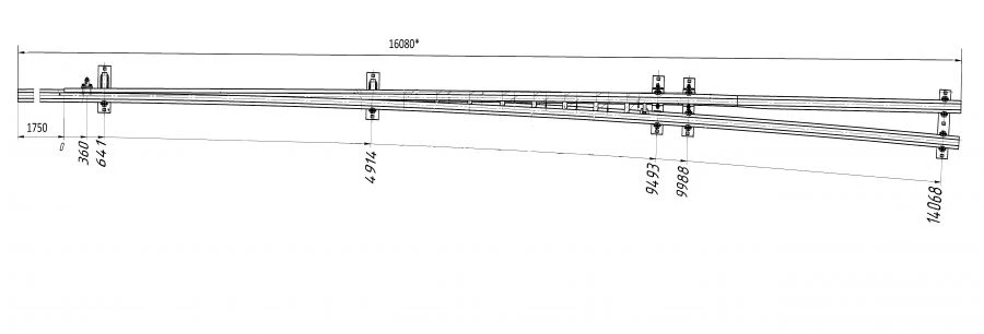 Frame Rail for Main Track with Point Design 2878.01.000