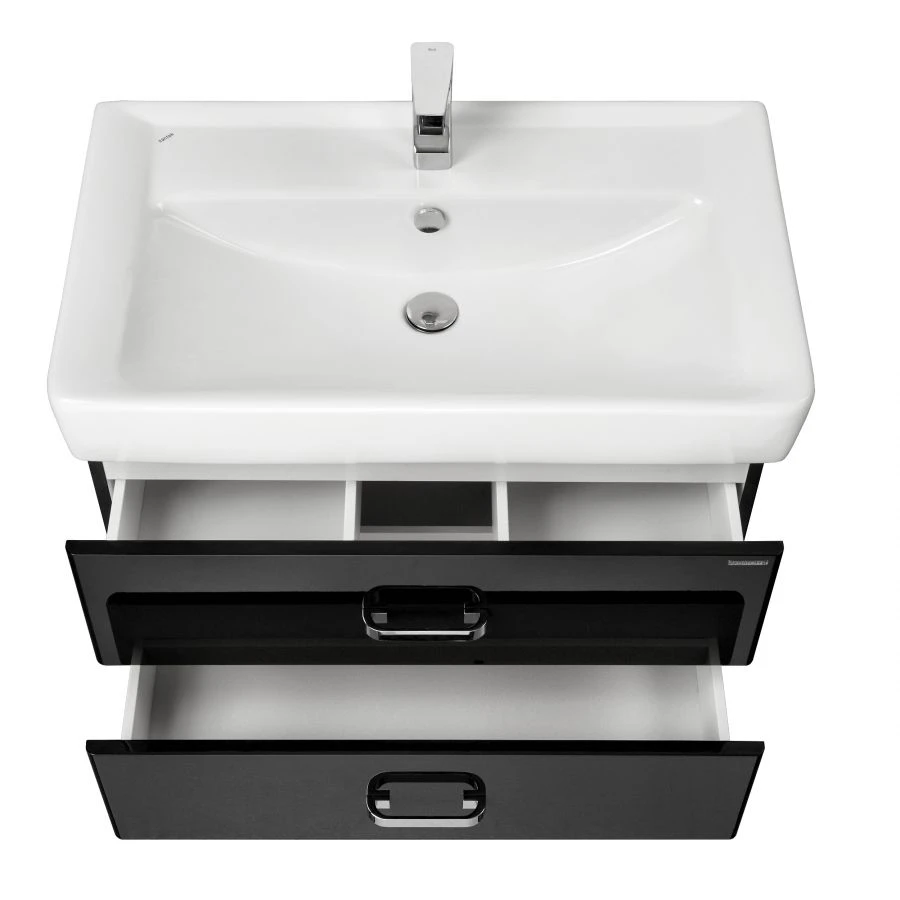 Modern Wall-Mounted Sink Cabinet Aquaton Amerina 80 Black