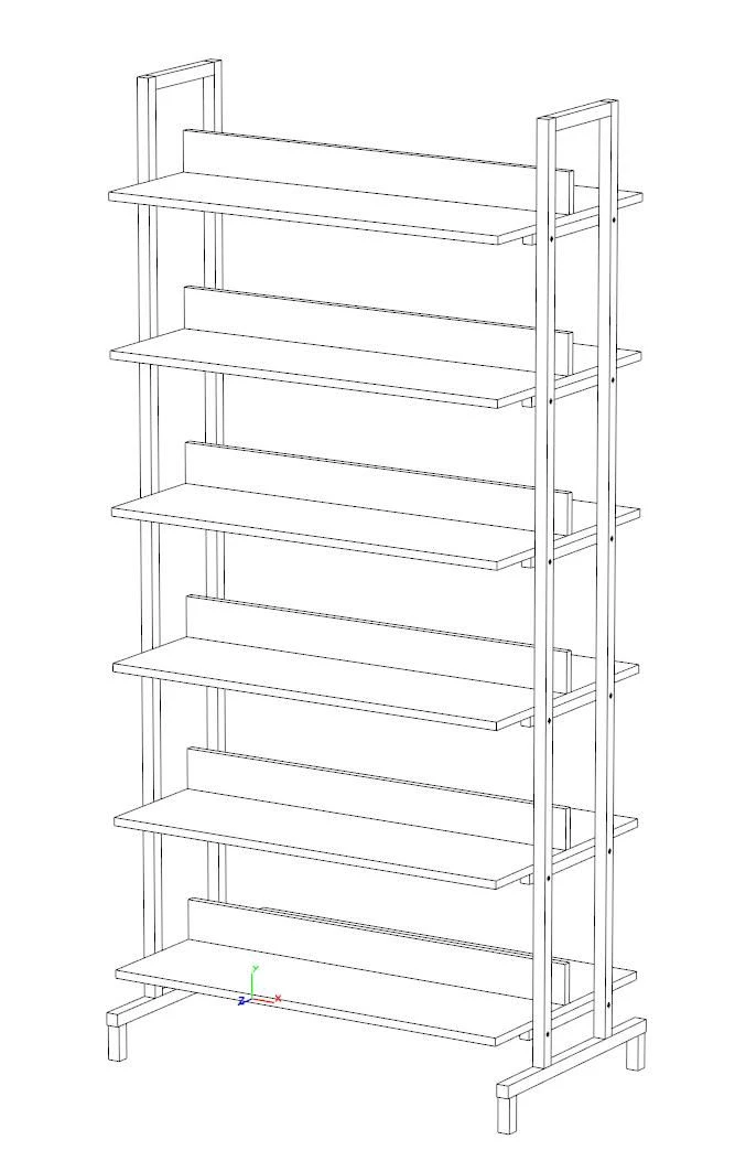 Double-Sided Library Shelf on Metal Frame