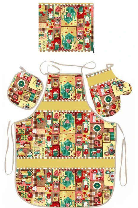 Kitchen Set: Apron, Pot Holder, Oven Mitt, Towel