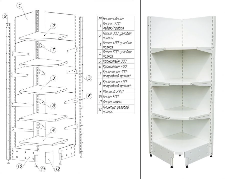 Full Corner Metal Display Rack TS Series 2350/500/900
