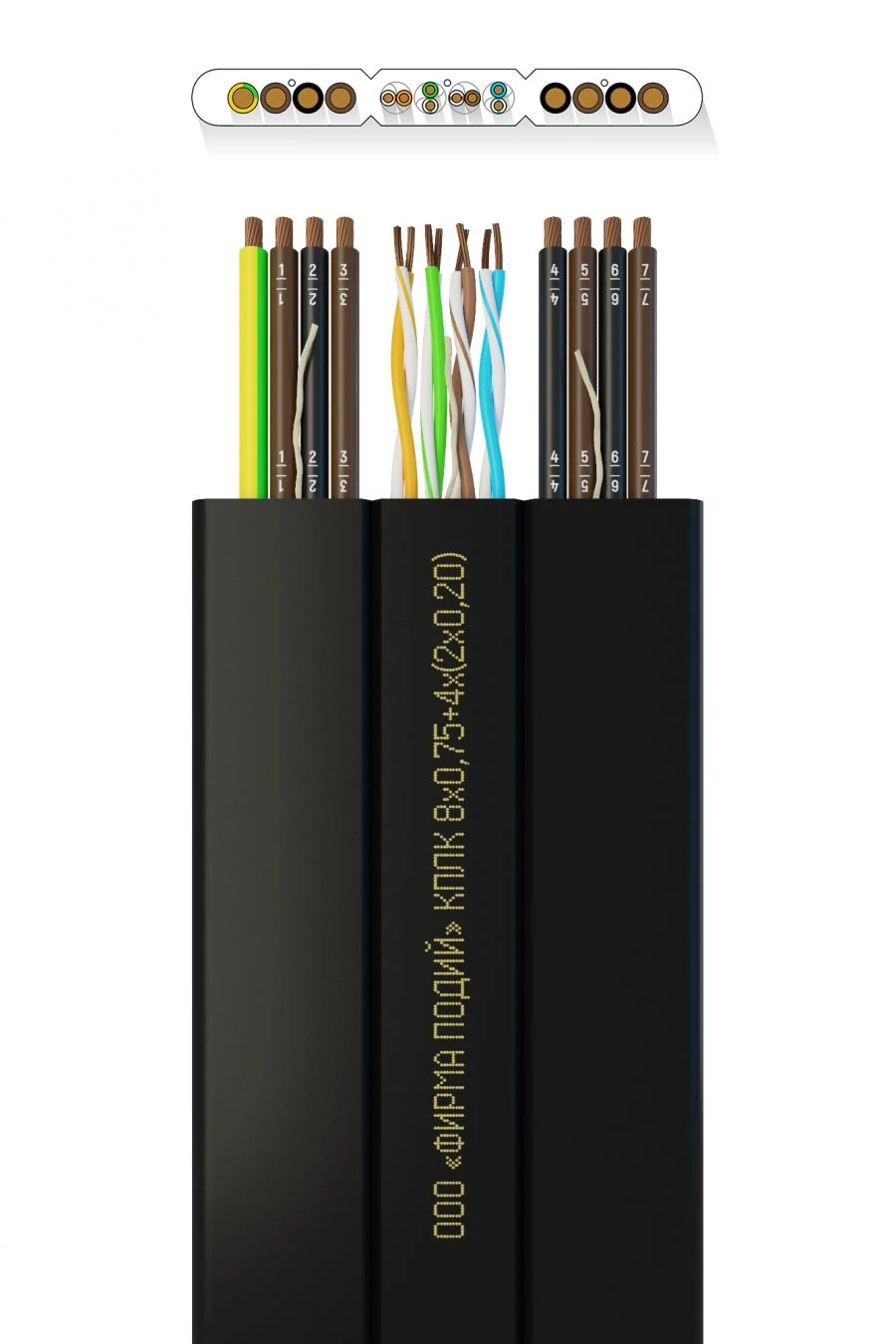 Flat Combined Elevator Cable KPLK 8x0.75+4x(2x0.20)
