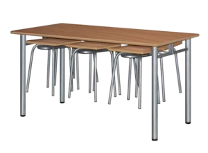 Dining Table with Hanging Stools for Space-Saving Comfort
