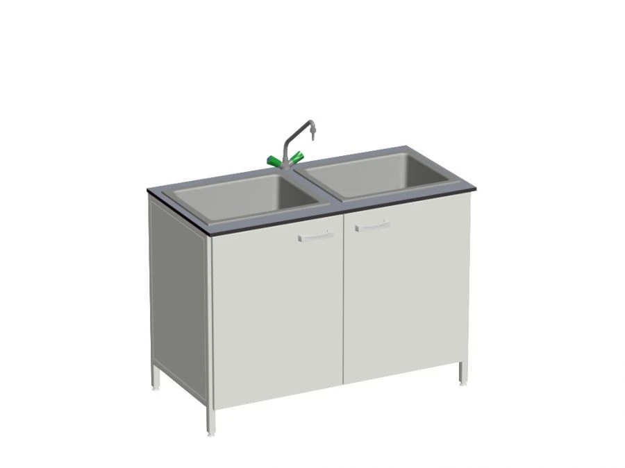 Metal Washing Table with 2 Basins, Model SMD