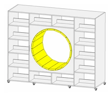 Two-Sided Shelf with Circular Seating Area