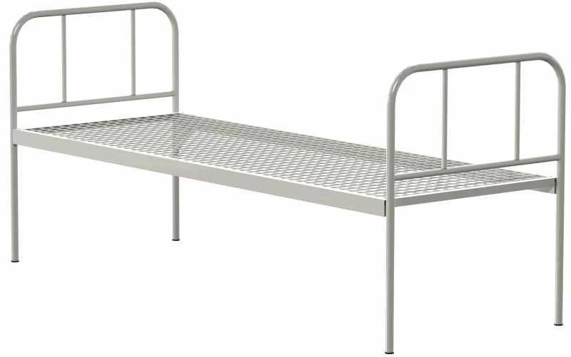Metal Bed with Rectangular Headboards, Welded Mesh, K-2 Model