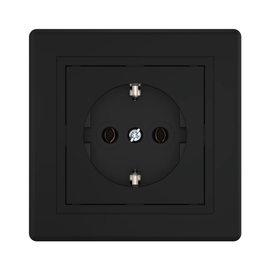 Caduceus Aling Prestige Black Socket 16A, 250V - Soft Touch