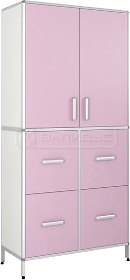 Two-Door Cabinet with Drawers on Aluminum Frame, Model ShM-14KN
