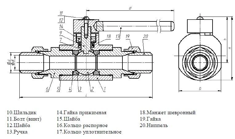 Ball Valve with Nipple Connection KSH DN 6-40 PN 1.6-16.0 MPa