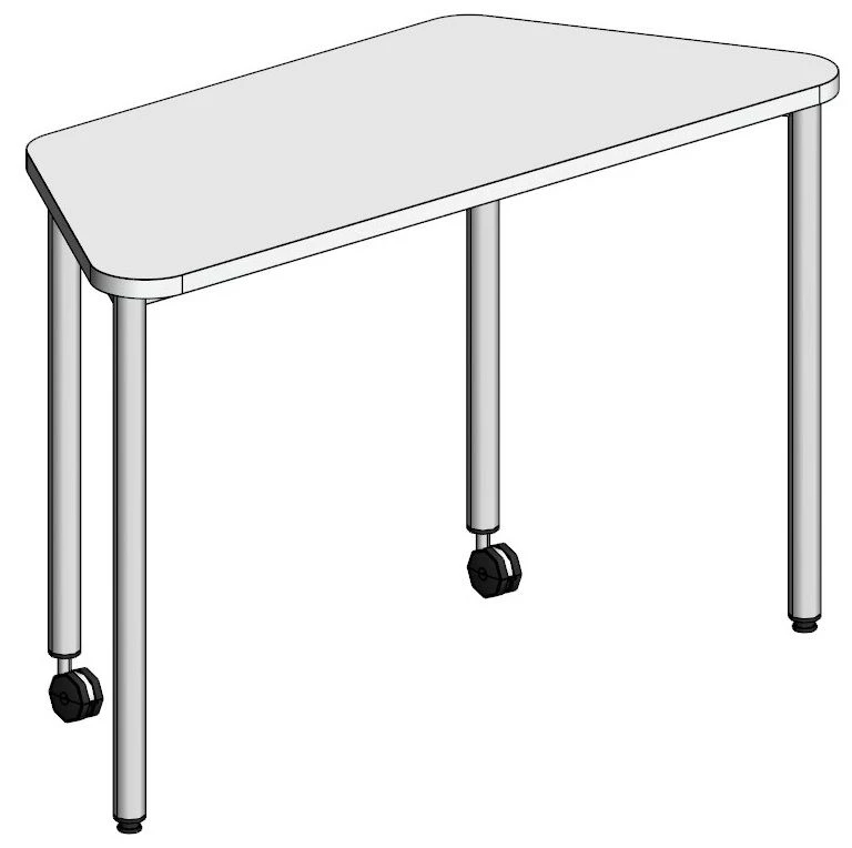 Trapezoidal Table with Rounded Edges on Metal Frame